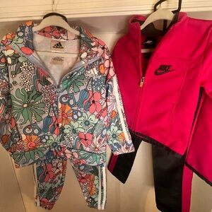 Bundle Girls Adidas Flora Tracksuit and Nike Red & Grey Tracksuit